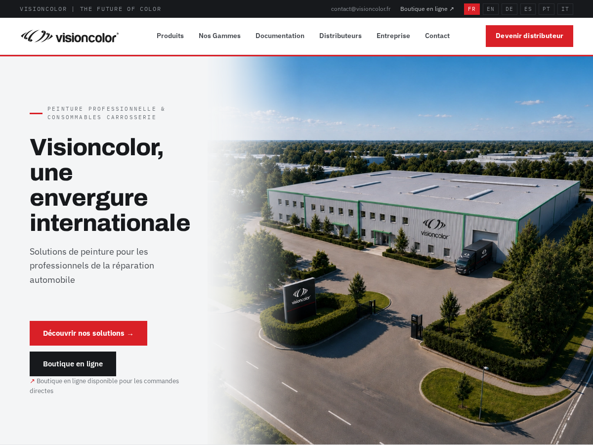 Site web créé pour VisionColor - Peinture professionnelle / Consommables carrosserie