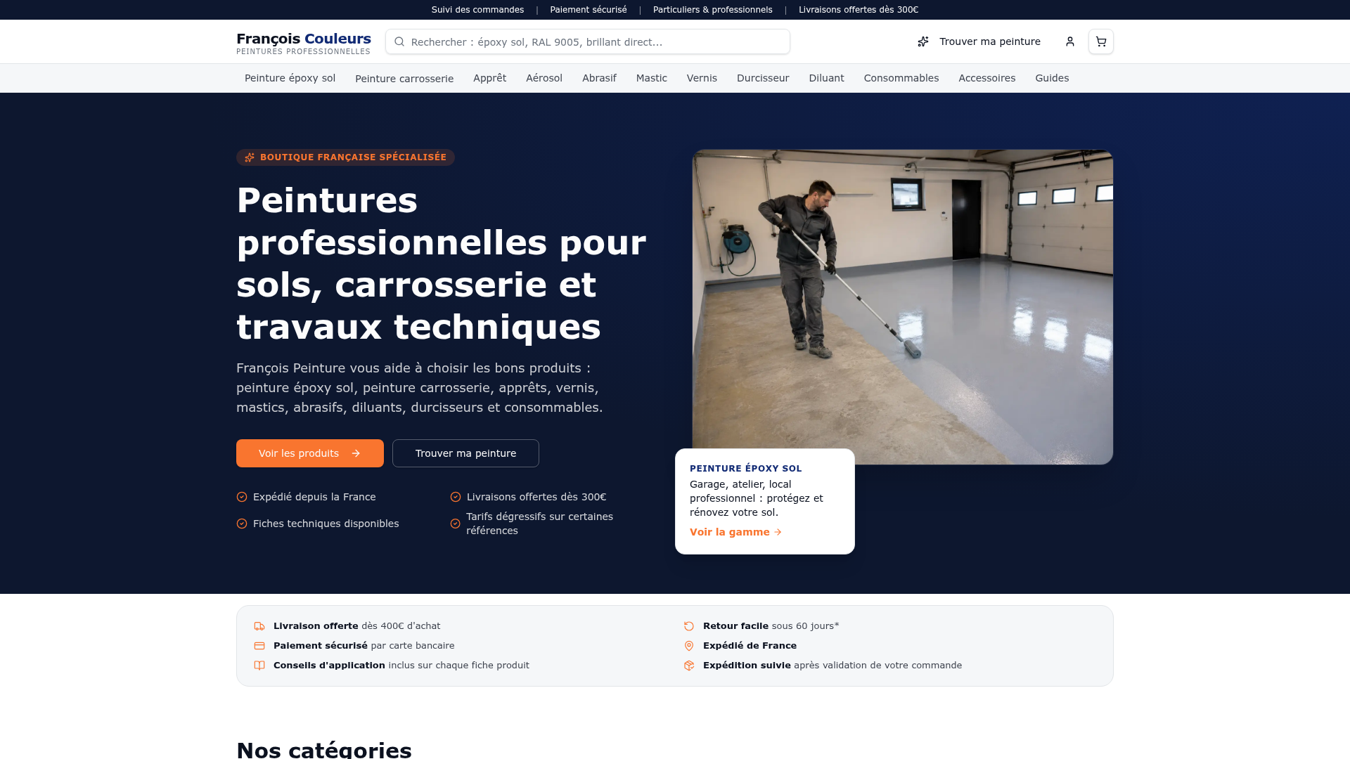 Site web créé pour François Couleurs - Peintures professionnelles
